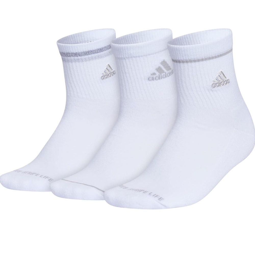 NWT Women's Adidas 3-Pack Cushioned Sport 2.0 High Quarter Socks